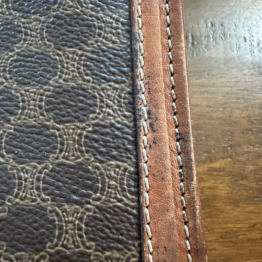 Vintage CELINE Macadam Monogram Clutch Wristlet - Brown Leather - Italy - Picture 7 of 8